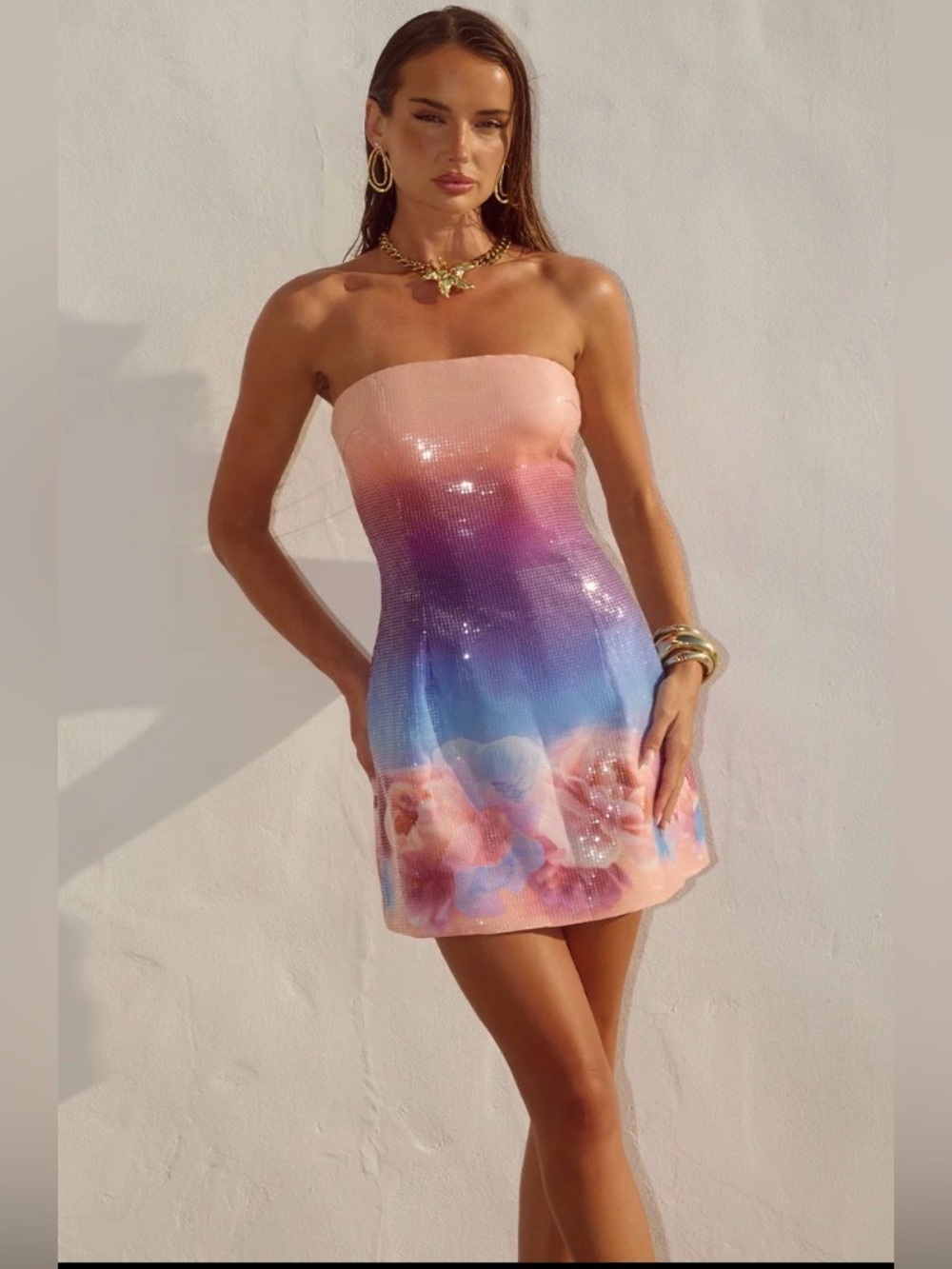 RUNAWAY THE LABEL IBIZA STRAPLESS SEQUIN MINI DRESS